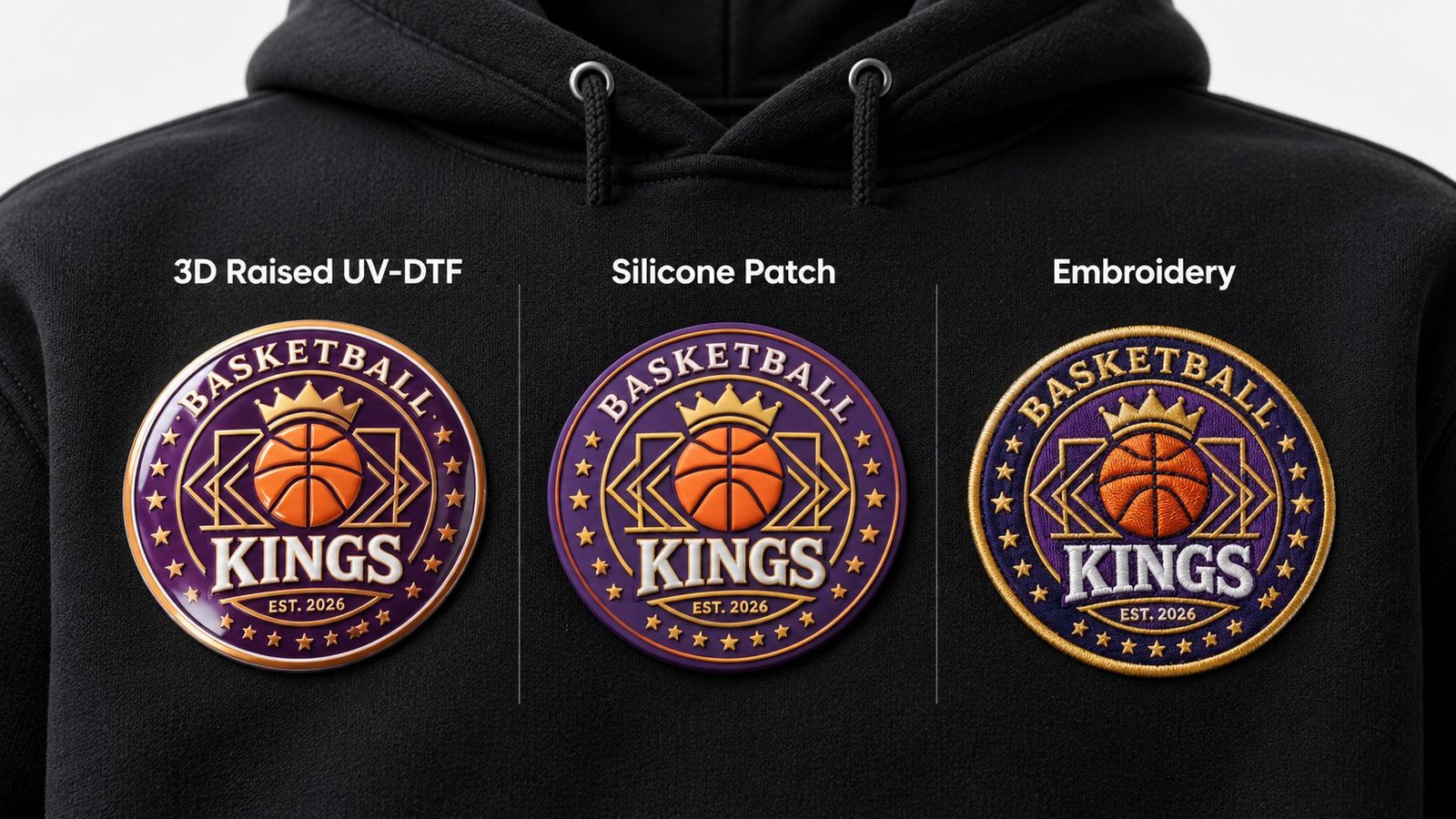 3D Raised UV-DTF Logo vs Silicone Patch vs Embroidery: Which Fits Your Apparel Branding?